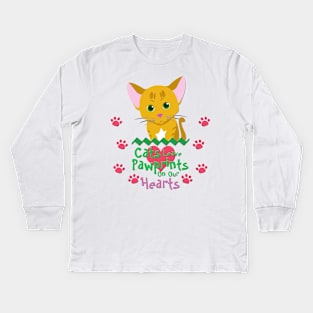 Cats Leave Pawprints on Our Hearts Kids Long Sleeve T-Shirt